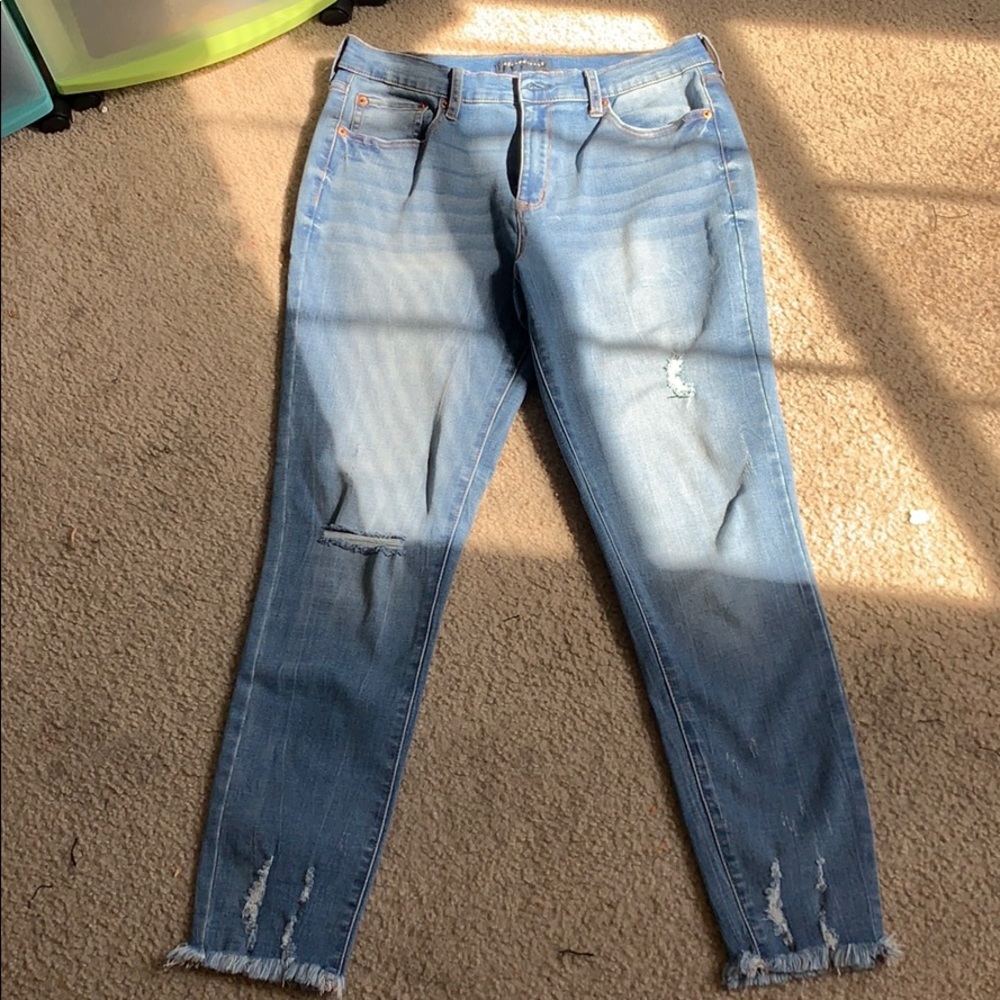 High waisted skinny leg jeans